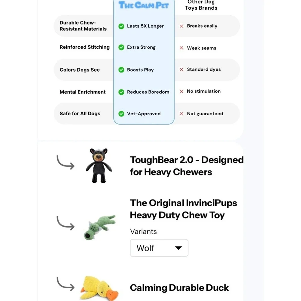 The Calm Pet Ultimate Tough Toy Bundle Set Of 3 Squeeker Calming Tough Dog Toys